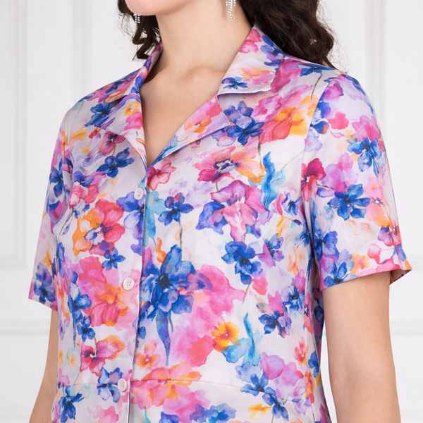 🌸 Floral Print Spandex Kurti Pant Co-Ord Set for Women 🌸