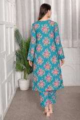 🌺 Floral printed kurti‑pant co‑ord set in stretch spandex