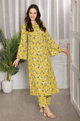 🌸 Floral Printed Kurti Pant Co-Ord Set in Stretchable Spandex Fabric