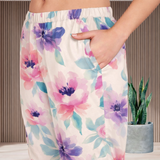 Spandex Floral Print Jacket & Pant Co-Ord Set for Women