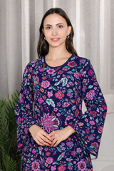 Floral Printed Kurti Pant Co-Ord Set in Spandex Fabric