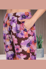 🌺 Floral print spandex kurti‑pant co‑ord set