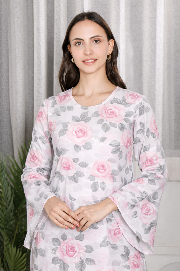 ✨ Floral Printed Kurti Pant Co-Ord Set (Spandex Fabric) ✨