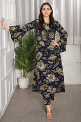✨ Floral Printed Kurti Pant Co-Ord Set (Spandex Fabric) ✨