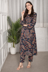 ✨ Floral Printed Kurti Pant Co-Ord Set (Spandex Fabric) ✨