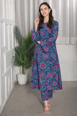 ✨ Floral Printed Kurti Pant Co-Ord Set (Spandex Fabric) ✨