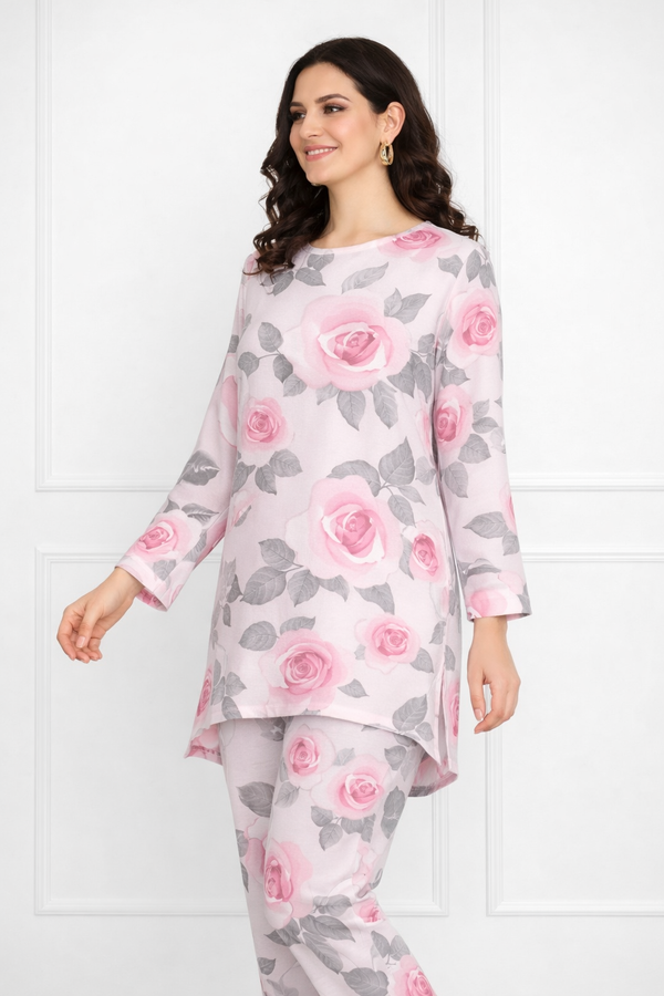 🌸 Floral Printed Spandex Kurti Pant Co-Ord Set 🌸