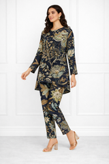 🌸 Floral Printed Spandex Kurti Pant Co-Ord Set 🌸