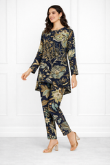 🌸 Floral Printed Spandex Kurti Pant Co-Ord Set 🌸