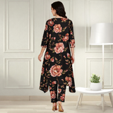 Floral Printed Spandex Kurti Pant Co-Ord Set for Women | Stretchable Printed Pant with Matching Kurti