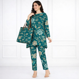 🌸 Floral Printed Spandex Kurti Pant Co-Ord Set 🌸