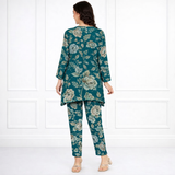 🌸 Floral Printed Spandex Kurti Pant Co-Ord Set 🌸
