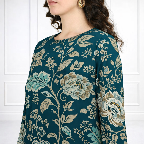 🌸 Floral Printed Spandex Kurti Pant Co-Ord Set 🌸