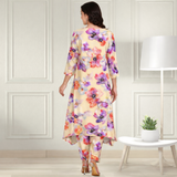 Floral Printed Spandex Kurti Pant Co-Ord Set for Women | Stretchable Printed Pant with Matching Kurti