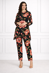 🌸 Floral Printed Spandex Kurti Pant Co-Ord Set 🌸