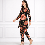🌸 Floral Printed Spandex Kurti Pant Co-Ord Set 🌸
