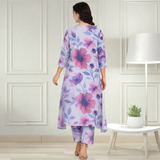Floral Printed Spandex Kurti Pant Co-Ord Set for Women | Stretchable Printed Pant with Matching Kurti