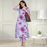 Floral Printed Spandex Kurti Pant Co-Ord Set for Women | Stretchable Printed Pant with Matching Kurti