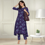 Floral Printed Spandex Kurti Pant Co-Ord Set for Women | Stretchable & Stylish Ethnic Wear