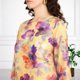 Floral Printed Spandex Kurti Pant Co-Ord Set for Women | Stretchable Printed Pant with Matching Kurti