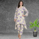 🌸 Floral Print Spandex Kurti Pant Co-Ord Set 🌸