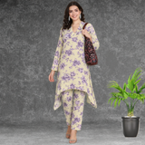 🌸 Floral Print Spandex Kurti Pant Co-Ord Set 🌸
