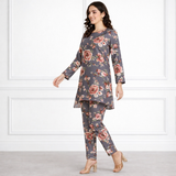 🌸 Floral Printed Spandex Kurti Pant Co-Ord Set 🌸