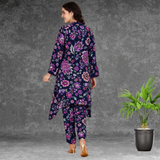 🌸 Floral Print Spandex Kurti Pant Co-Ord Set 🌸