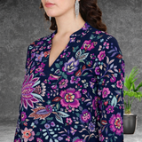🌸 Floral Print Spandex Kurti Pant Co-Ord Set 🌸