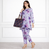 🌸 Floral Printed Spandex Kurti Pant Co-Ord Set 🌸