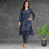 🌸 Floral Print Spandex Kurti Pant Co-Ord Set 🌸