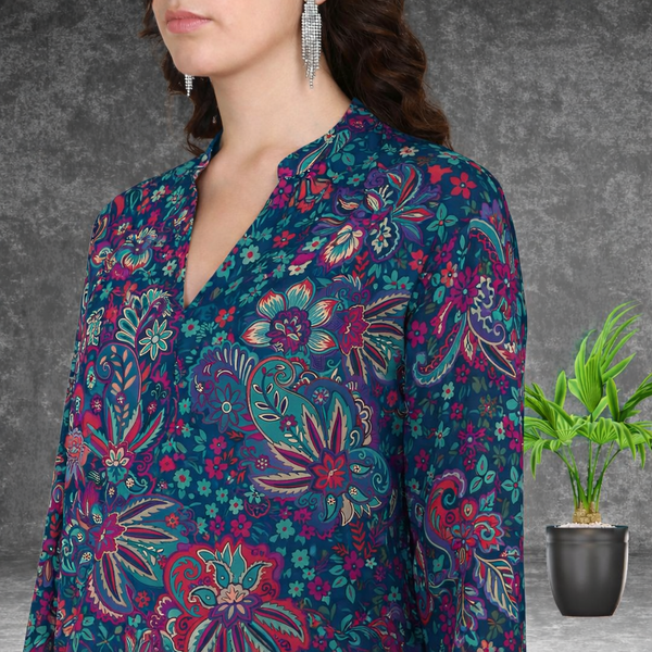 🌸 Floral Print Spandex Kurti Pant Co-Ord Set 🌸