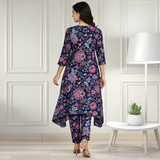Floral Printed Spandex Kurti Pant Co-Ord Set for Women | Stretchable & Stylish Ethnic Wear