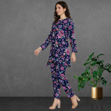 🌸 Floral Printed Spandex Kurti Pant Co-Ord Set 🌸