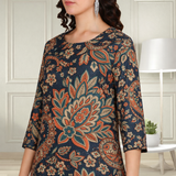Floral Printed Spandex Kurti Pant Co-Ord Set for Women | Stretchable & Stylish Ethnic Wear