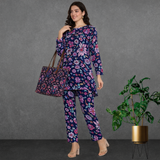 🌸 Floral Printed Spandex Kurti Pant Co-Ord Set 🌸