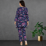 🌸 Floral Printed Spandex Kurti Pant Co-Ord Set 🌸