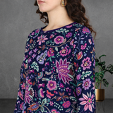 🌸 Floral Printed Spandex Kurti Pant Co-Ord Set 🌸
