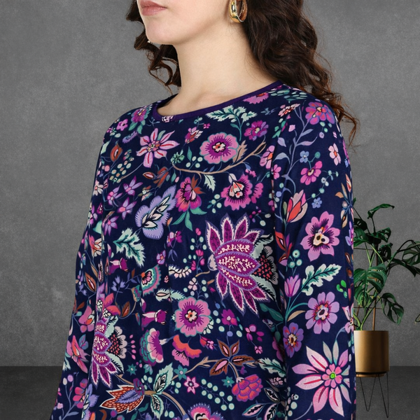 🌸 Floral Printed Spandex Kurti Pant Co-Ord Set 🌸