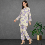 🌸 Floral Printed Spandex Kurti Pant Co-Ord Set 🌸