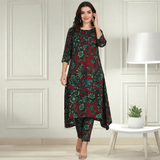 Floral Printed Spandex Kurti Pant Co-Ord Set for Women | Stretchable & Stylish Ethnic Wear