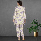 🌸 Floral Printed Spandex Kurti Pant Co-Ord Set 🌸