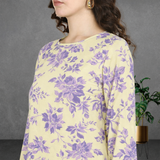 🌸 Floral Printed Spandex Kurti Pant Co-Ord Set 🌸