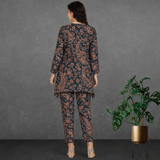 🌸 Floral Printed Spandex Kurti Pant Co-Ord Set 🌸