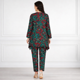 🌸 Floral Printed Spandex Kurti Pant Co-Ord Set 🌸