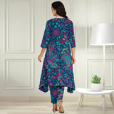 Floral Printed Spandex Kurti Pant Co-Ord Set for Women | Stretchable & Stylish Ethnic Wear