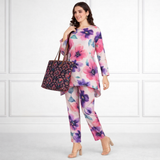 🌸 Floral Printed Spandex Kurti Pant Co-Ord Set 🌸