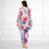 🌸 Floral Printed Spandex Kurti Pant Co-Ord Set 🌸