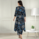 Floral Printed Spandex Kurti Pant Co-Ord Set for Women | Stretchable & Stylish Ethnic Wear