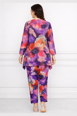 🌸 Floral Print Spandex Kurti Pant Co-Ord Set 🌸